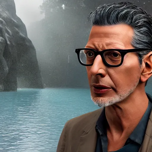 Prompt: hyperrealistic dslr film still of jeff goldblum in lagoon, stunning 8 k octane comprehensive 3 d render, inspired by istvan sandorfi & greg rutkowski & unreal engine, perfect symmetry, dim volumetric cinematic lighting, extremely hyper - detailed, incredibly real lifelike attributes & flesh texture, intricate, masterpiece, artstation, stunning