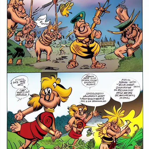 Image similar to A page from the most recent Asterix comic book