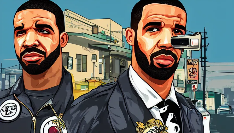 Image similar to drake in the style of gta v artwork, digital art