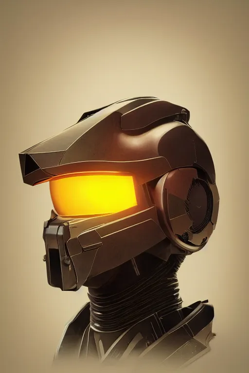 Image similar to robot ninja mask helmet halo master chief radiating a glowing aura global illumination ray tracing hdr fanart arstation by ian pesty and katarzyna da „ bek - chmiel