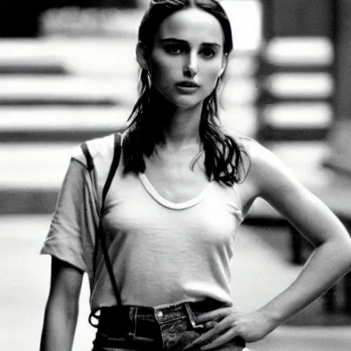 Image similar to young nathalie portman replacing jodie foster in the movie taxi driver, movie still