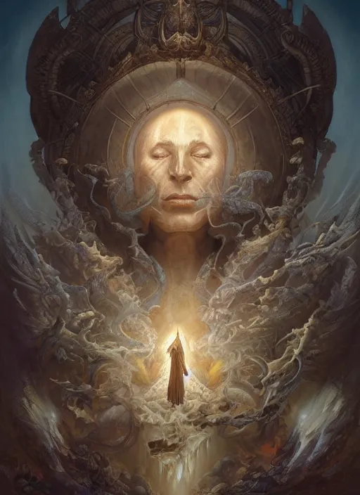 Image similar to god's envisionment, shamanic poste, elegant, highly detailed, centered, digital painting, artstation, concept art, smooth, sharp focus, illustration, artgerm, tomasz alen kopera, peter mohrbacher, donato giancola, joseph christian leyendecker, wlop, frank frazetta