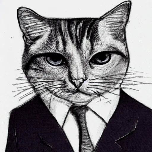 Image similar to cat wearing a suit sketch