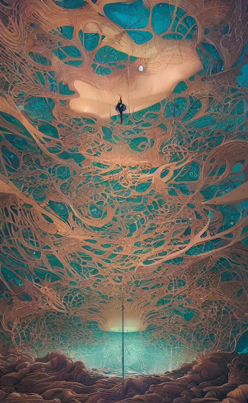 Image similar to surreal architecture. fluid made of wood, peter mohrbacher, fred tomaselli, victo ngai, roger dean