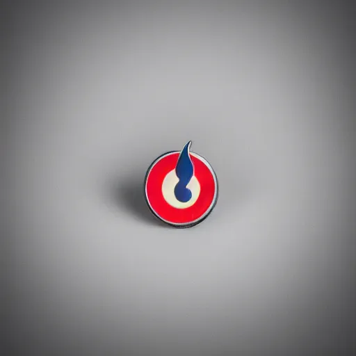 Prompt: a photo of a retro 3 0 s minimalistic clean fire warning enamel pin, studio lighting, behance