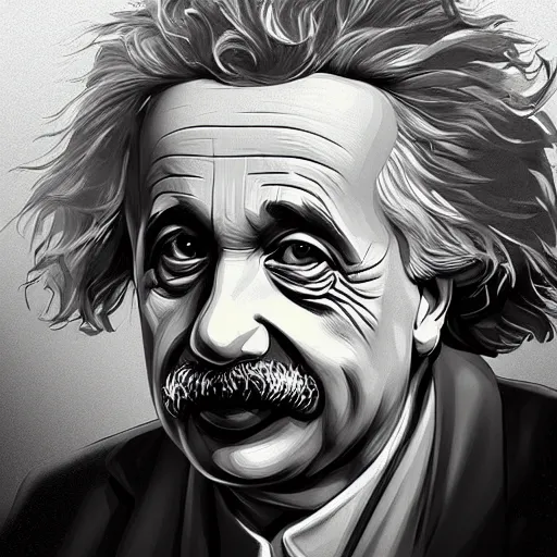 Image similar to portrait of einstein by petros afshar, hyper real, laurie greasley, jc leyendecker and singer sargent