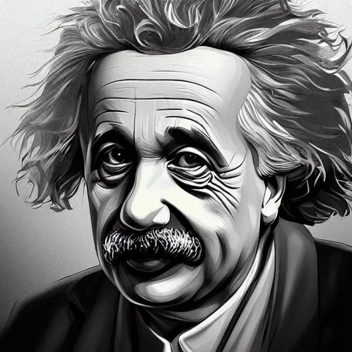 Prompt: portrait of einstein by petros afshar, hyper real, laurie greasley, jc leyendecker and singer sargent