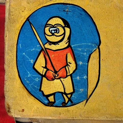 Image similar to Medieval painting of a minion