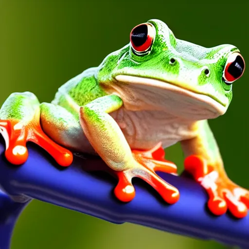 Prompt: A playful frog riding a bike, photorealistic, 4k