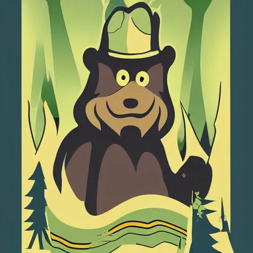 Image similar to smokey the bear starting a forest fire, 5 0's pop - art style