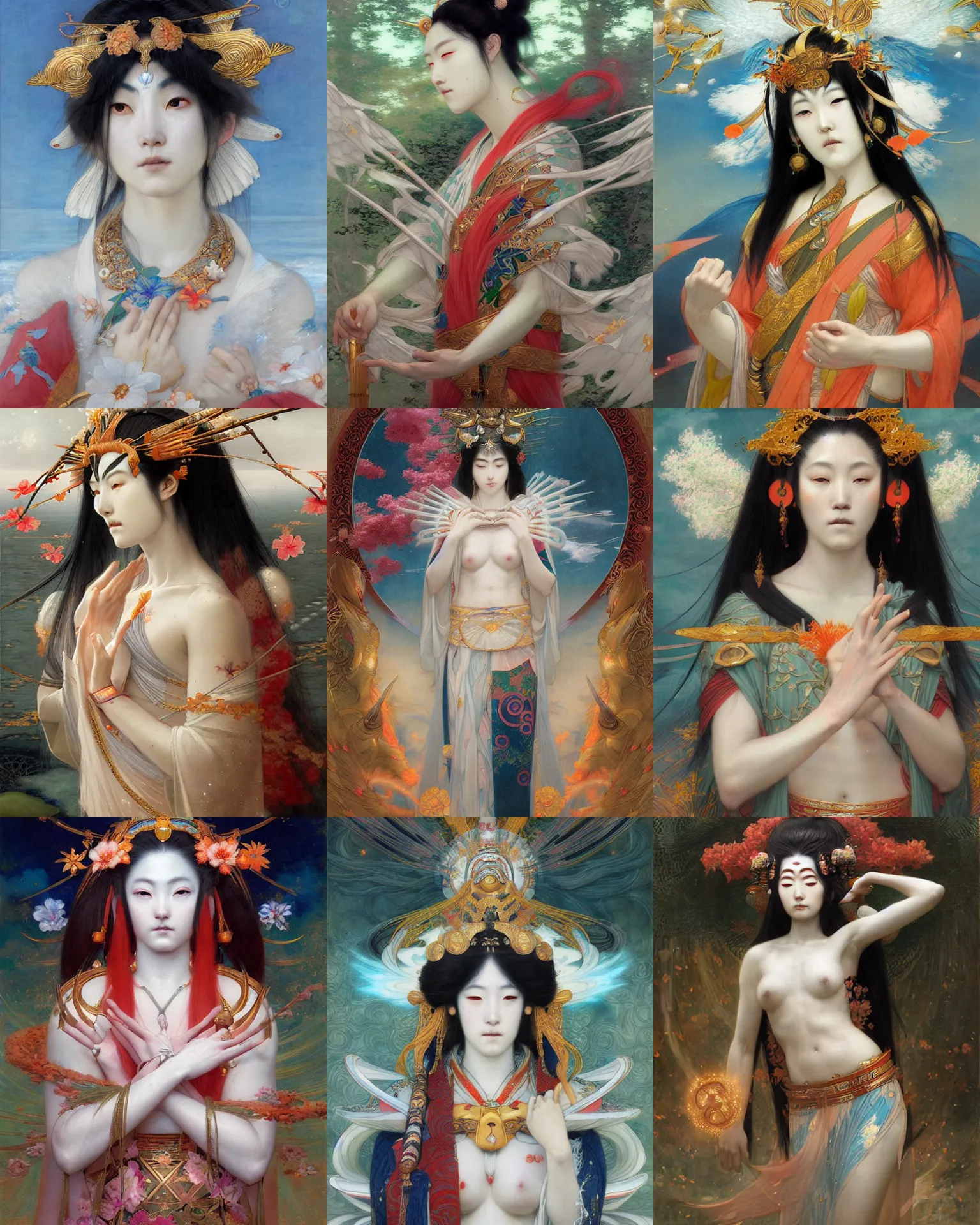 Prompt: the beautiful goddess amaterasu - omikami by edgar maxence and ross tran