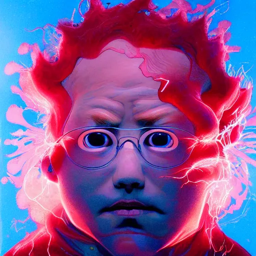 Prompt: prompt : red lightning portrait soft light painted by james jean and katsuhiro otomo and erik jones, inspired by evangeleon anime, smooth face feature, intricate oil painting, high detail illustration, sharp high detail, manga and anime 1 9 9 9