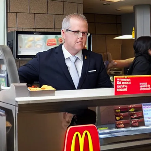 Image similar to scott morrison ordering food at mcdonalds