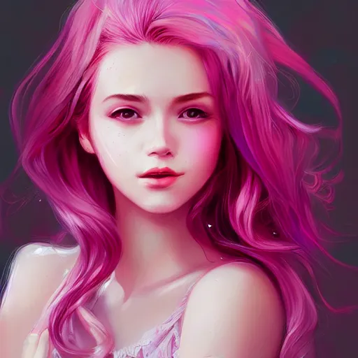 Image similar to teen girl, pink hair, gorgeous, amazing, elegant, intricate, highly detailed, digital painting, artstation, concept art, sharp focus, illustration, art by ross tran