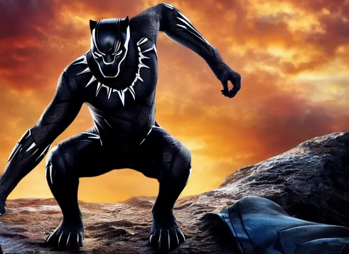 Image similar to Black Panther working as a garbage man in the new avengers movie, 4k