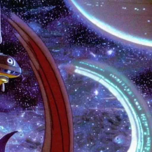 Prompt: movie still from star trek : deep space nine, studio ghibli