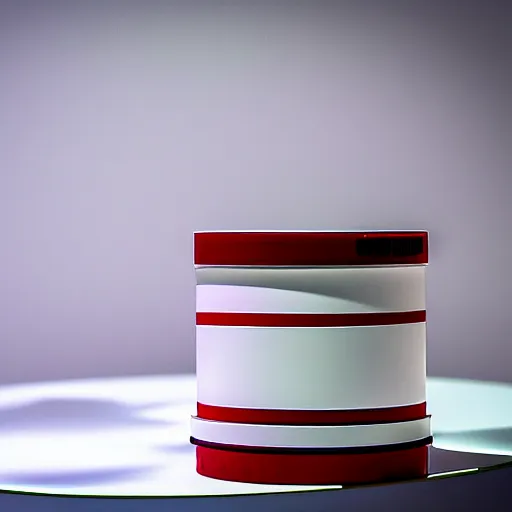 Prompt: an ultra high definition professional studio photograph, 5 0 mm f 1. 4 iso 1 0 0. the photo is set in a plain empty white studio room with a plain white plinth centrally located. the photo depicts a red cup on the plinth in the centre of the image. three point light.