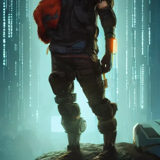 Image similar to A Fox Smuggler, Cyberpunk, Full Body, award winning art, artstation