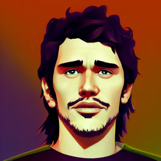 Image similar to Portrait of James Franco as young Heracles, mattepainting concept Blizzard pixar maya engine on stylized background splash comics global illumination lighting artstation lois van baarle, ilya kuvshinov, rossdraws