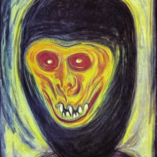 Prompt: monster mask by edvard munch