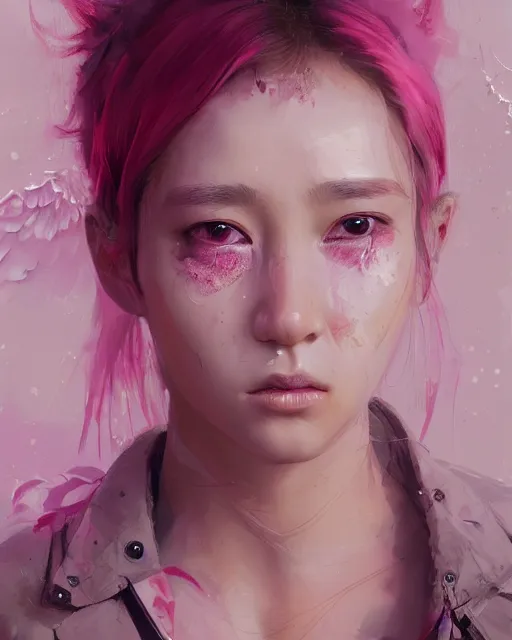 Prompt: detailed portrait of girl angel with asian eyes, with wings, pink hair, elite, elegant, luxury, by ismail inceoglu dragan bibin hans thoma greg rutkowski alexandros pyromallis nekro rene maritte illustrated, perfect face, fine details, realistic shaded, fine - face, pretty face