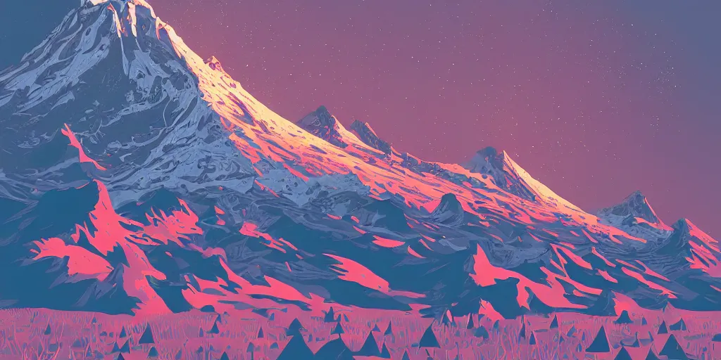 Prompt: Mount hood, Oregon, artstation, intricate, highly detailed, digital painting, concept art, sharp focus, illustration by Kilian Eng and James Gilleard