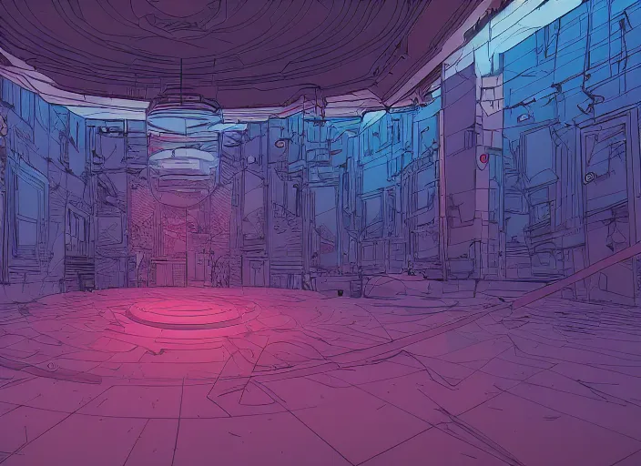 Prompt: abstract art of empty room. no people nor cars. sharp focus, cinematic pose, cinematic lighting, unreal engine render. art by josan gonzales and moebius and deathburger.