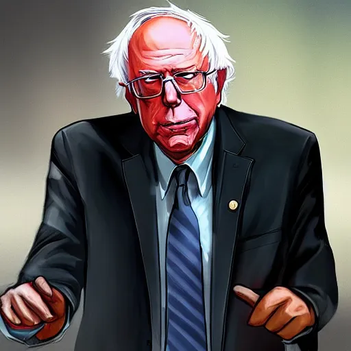 Prompt: Bernie Sanders in the style of GTA IV loading screen