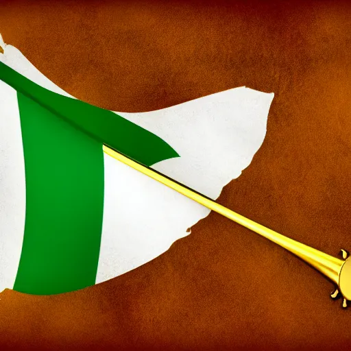 Prompt: flag of Ireland with a golden harp symbol in the middle