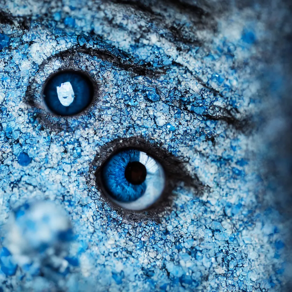 Image similar to blue eye is cracking into a bunch of pieces, hyperrealistic, macro closeup shooting, hyperdetailed, cinematic