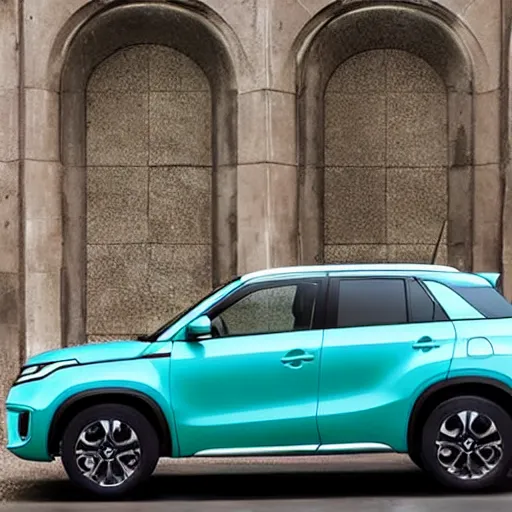 Image similar to turquoise suzuki vitara from 2 0 2 0 sitting in an underground parking