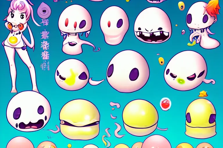 Prompt: a book page with list of anthropomorphic slimes waifu standing, perfect faces, concept art