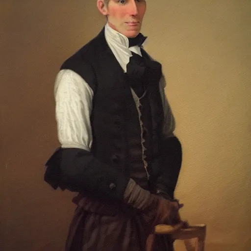 Image similar to An early 1800s oil painting of Jerma985 in the early 1800s, grainy, realistic, very realistic, hyperrealistic, highly detailed, very detailed, extremely detailed, very neat, very epic, very cool, detailed, trending on artstation