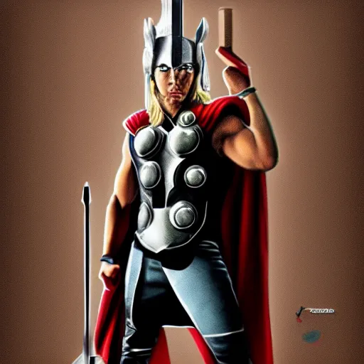 Prompt: conceptual draw of thor, the god of whatsapp