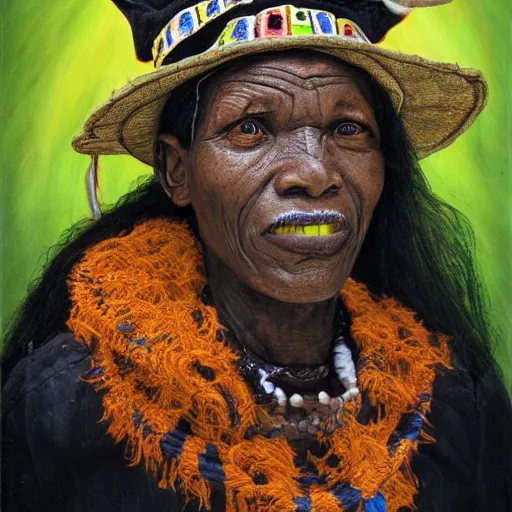 Prompt: portrait of a witch doctor, hyper realistic