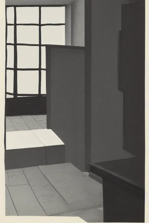 Prompt: Urban Unease by David Hockney, Edward Hopper, 1958, exhibition catalog