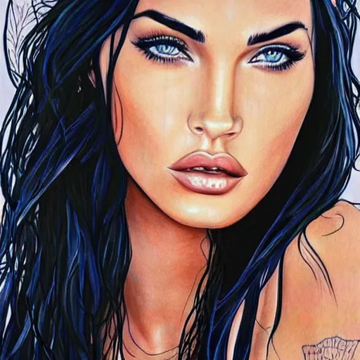 Prompt: “Megan Fox marker paintings, ultra detailed portrait, 4k resolution”