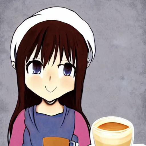 Image similar to anime girl with a latte