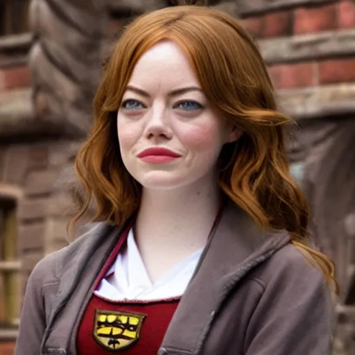 Image similar to emma stone as hermione granger in hogsmeade