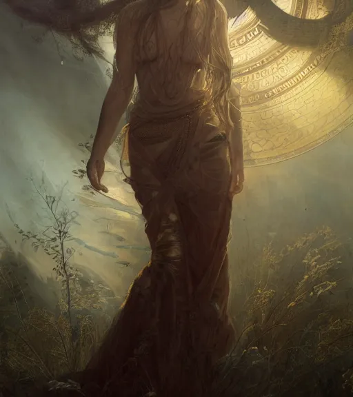 Prompt: riveting gracious seductive oracle of delphi portrait, soft rim light, mysterious atmospheric lighting, painted, intricate, volumetric lighting, beautiful, rich deep colours masterpiece, golden hour, sharp focus, ultra detailed, by leesha hannigan, ross tran, thierry doizon, kai carpenter, ignacio fernandez rios