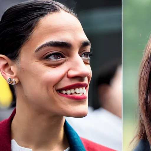 Image similar to Alexandria Ocasio-Cortez mixed with Rami Malek, photograph 4k