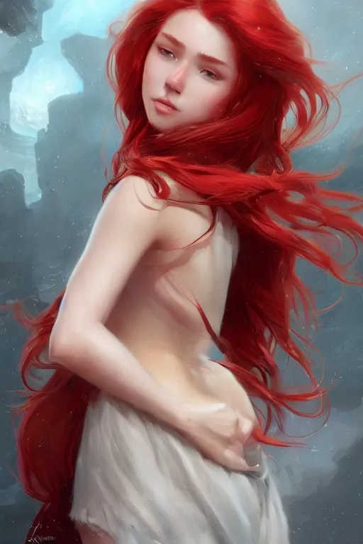 Image similar to beautiful cute red haired joyful and playful 1 9 year old girl, long hair, sci - fi, fantasy, intricate, elegant, digital painting, artstation, concept art, smooth, 8 k frostbite 3 engine, ultra detailed, art by artgerm and greg rutkowski and magali villeneuve