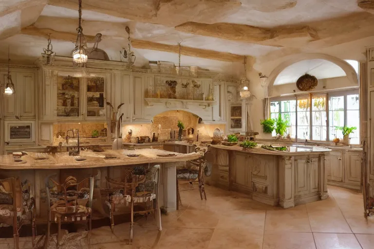 Prompt: interior photo of very very beautiful kitchen in provence style, photorealism,