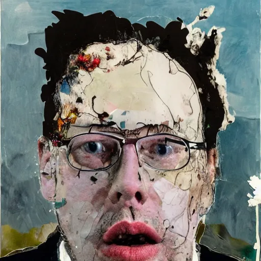 Image similar to vic reeves painted by anselm kiefer