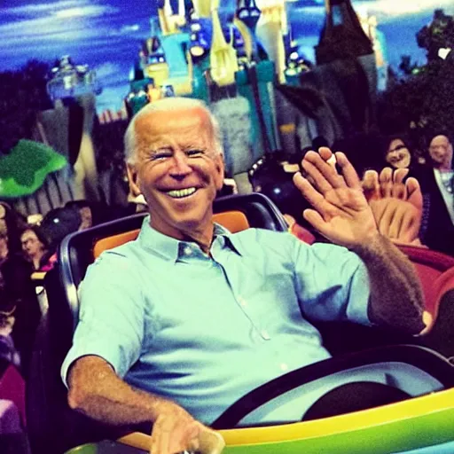 Prompt: “ joe biden having the time of his life on the small world ride at disney world ”