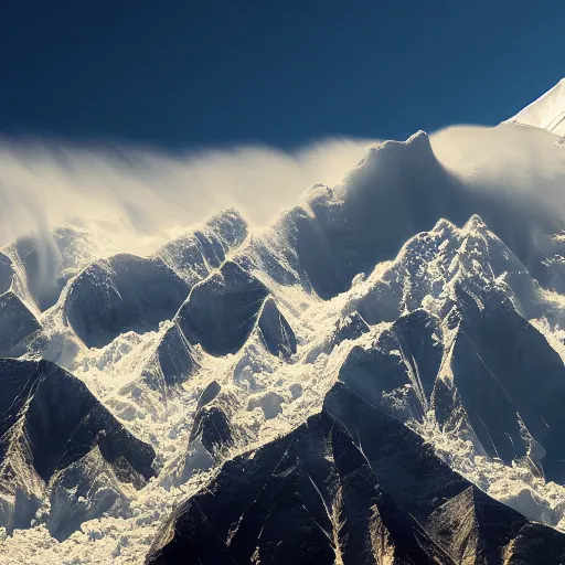 Prompt: tsunami pouring over the himalayan mountains, photograph, highly detailed 4 k
