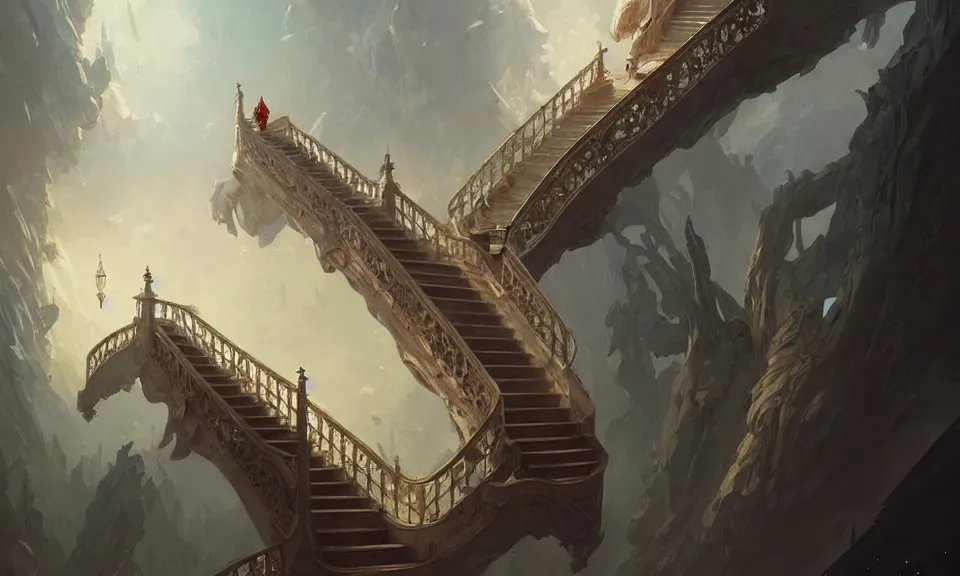 Image similar to the magnificent staircase to heaven, art by greg rutkowski and peter mohrbacher, featured in artstation, octane render, cinematic, elegant, intricate, highly detailed, fantasy, concept art, sharp focus, illustration, 8 k