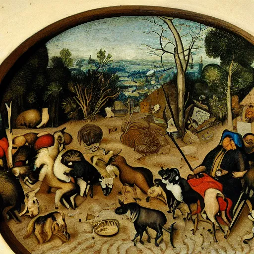 Prompt: of a crypto animal in the style of bruegel