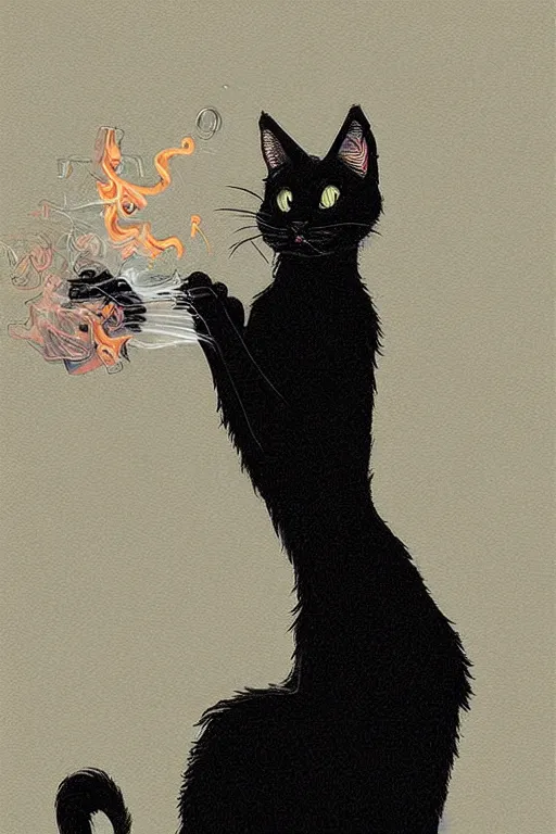 Image similar to black cat smoking by Android Jones