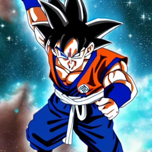 Image similar to goku in a spacesuit in awe at the beauty of the universe 4 k